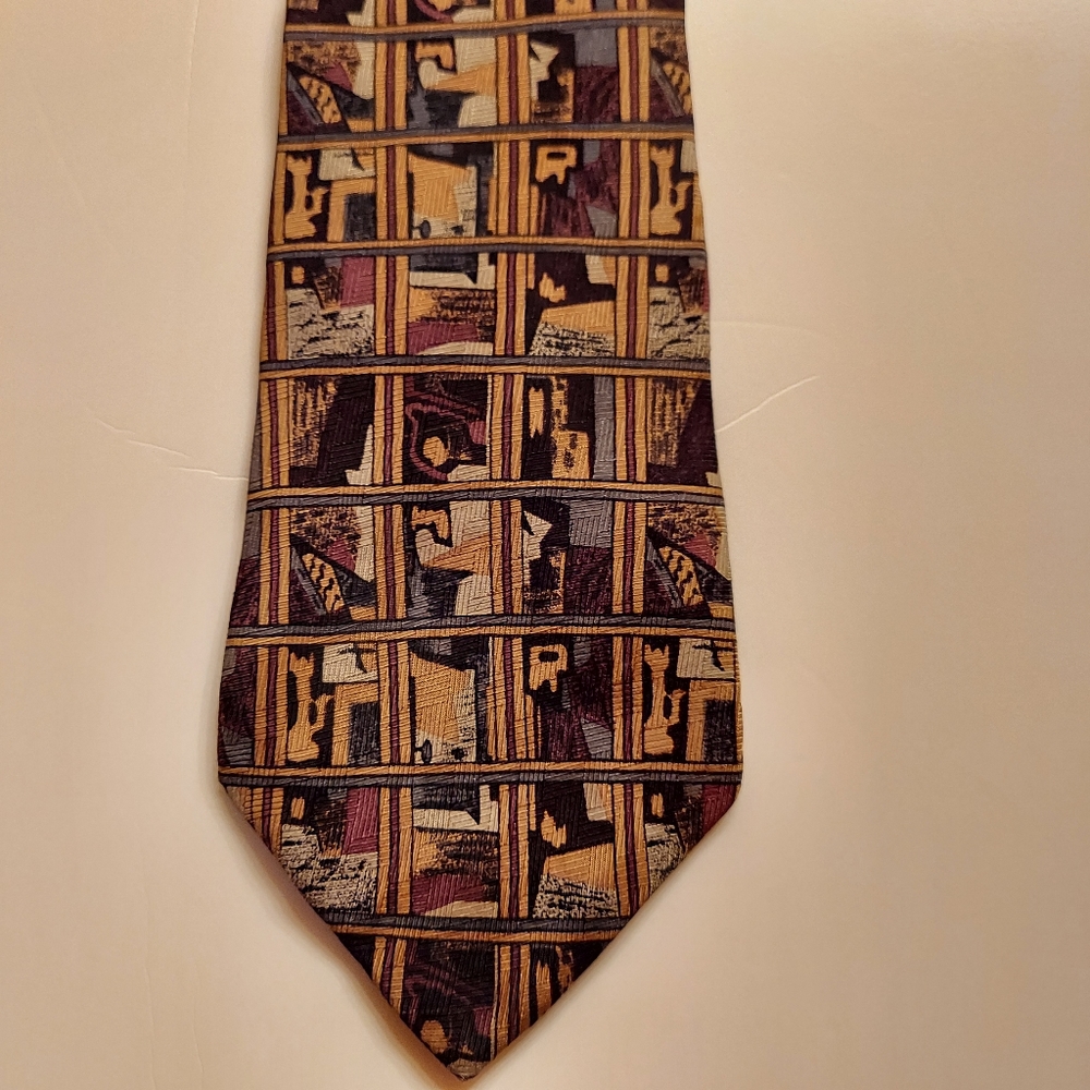 Picasso tie combining abstract and geometric design